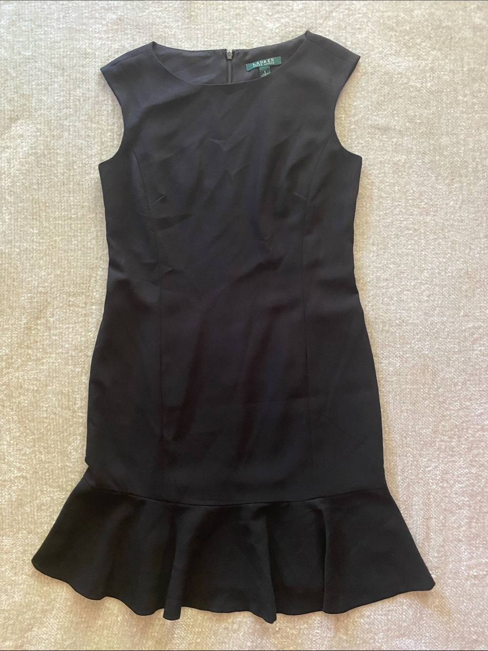 Lauren Ralph Lauren Black Sleeveless Peplum-Hem Sheath Dress